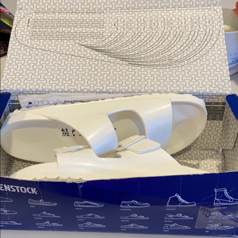 Brand new white Arizona essential Birkenstocks